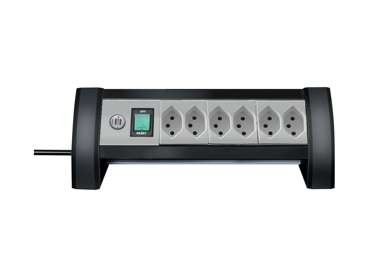 Steckdosenleiste Premium-Office-Line Schalter 6×T13 3m H05VV-F 3×1.5mm² sz/lgu