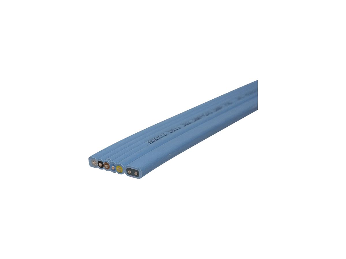 Flachkabel Woertz DALI PVC blau 5×2.5mm²+2×1.5mm² Eca, Leiter ws ausser PE