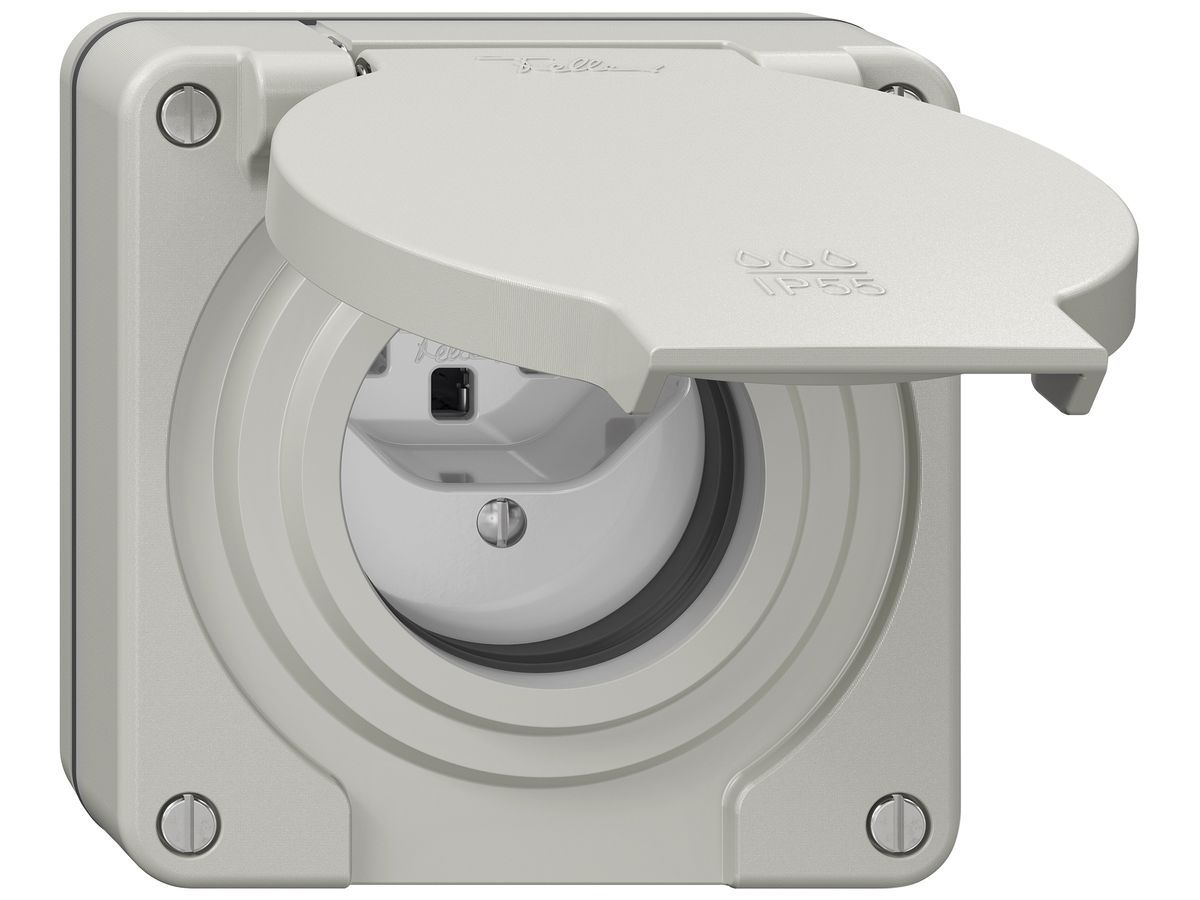 UP-Steckdose NEVO SNAPFIX® 1×T23 16A 250V 87×87×33mm IP55 lgu