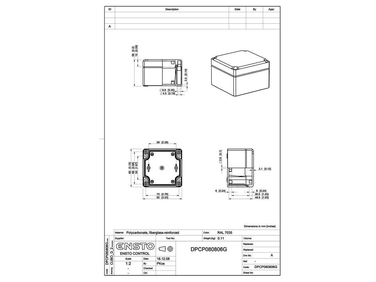 Apparategehäuse CUBO D 80×82×56