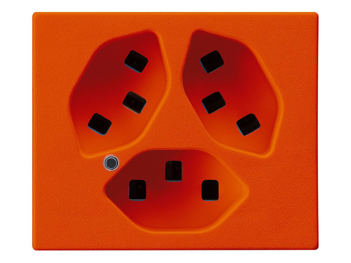 FLF-Steckdose Hager 3×Typ 23 beleuchtet D orange