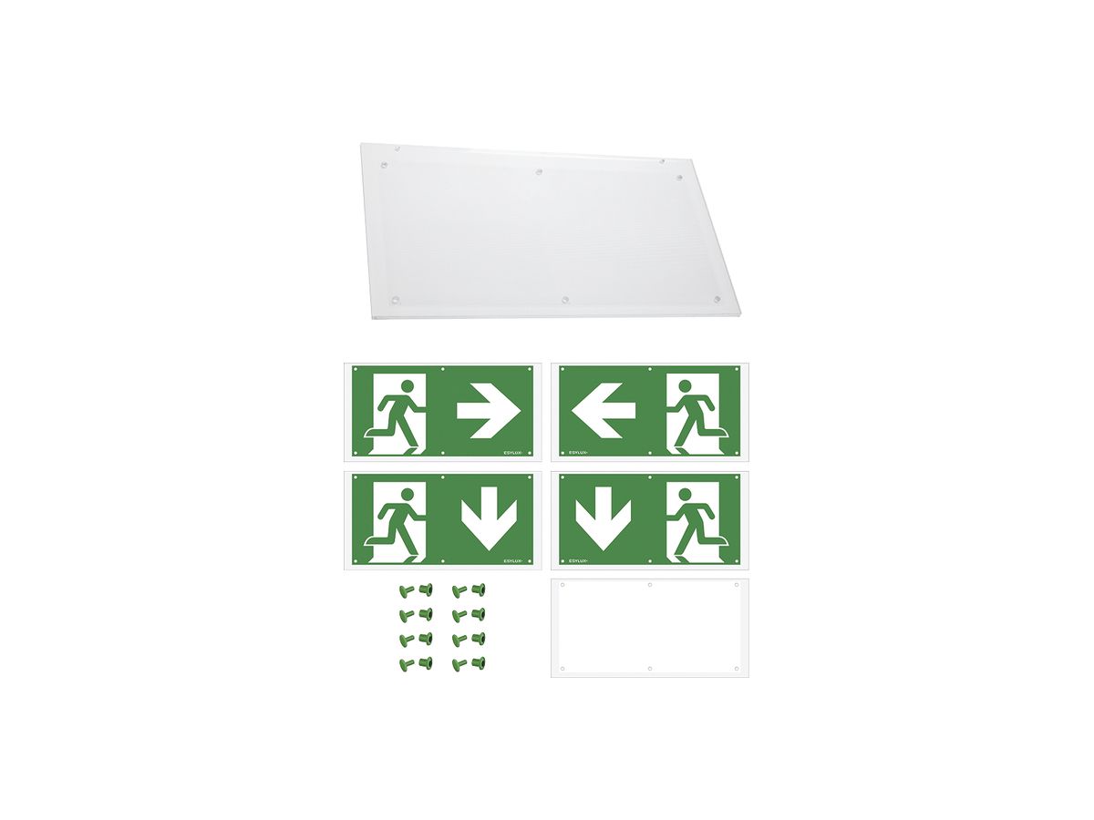 Piktogramm-Set ESYLUX SLD Ausgang links/rechts/nach unten 350×6mm