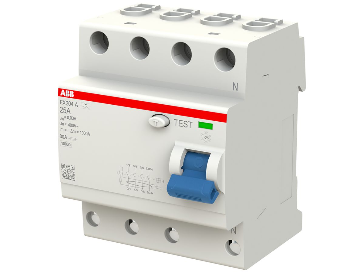 Fehlerstrom-Schutzschalter ABB FlexLine 3LN 400V 0.03A Typ A 25A 10kA 4TE