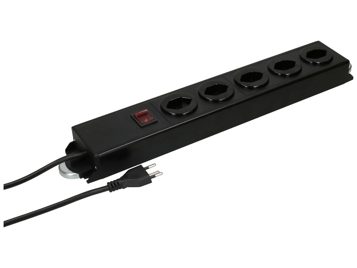 Steckdosenleiste MH POWER LINE 10A Schalter 5×T13 1.5m schwarz-schwarz 2×Magnet