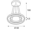 LED-Pendelleuchte SLV ONE DOUBLE PHASE 35W 1230lm 3000K Ø600mm messing