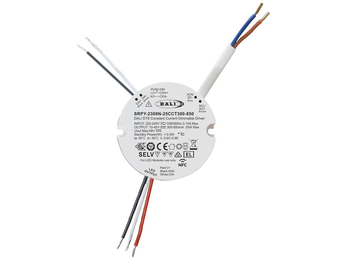 LED-Betriebsgerät SUNRICHER SRPY-2309N 0…25W OUT:10…48V 300…850mA DALI2