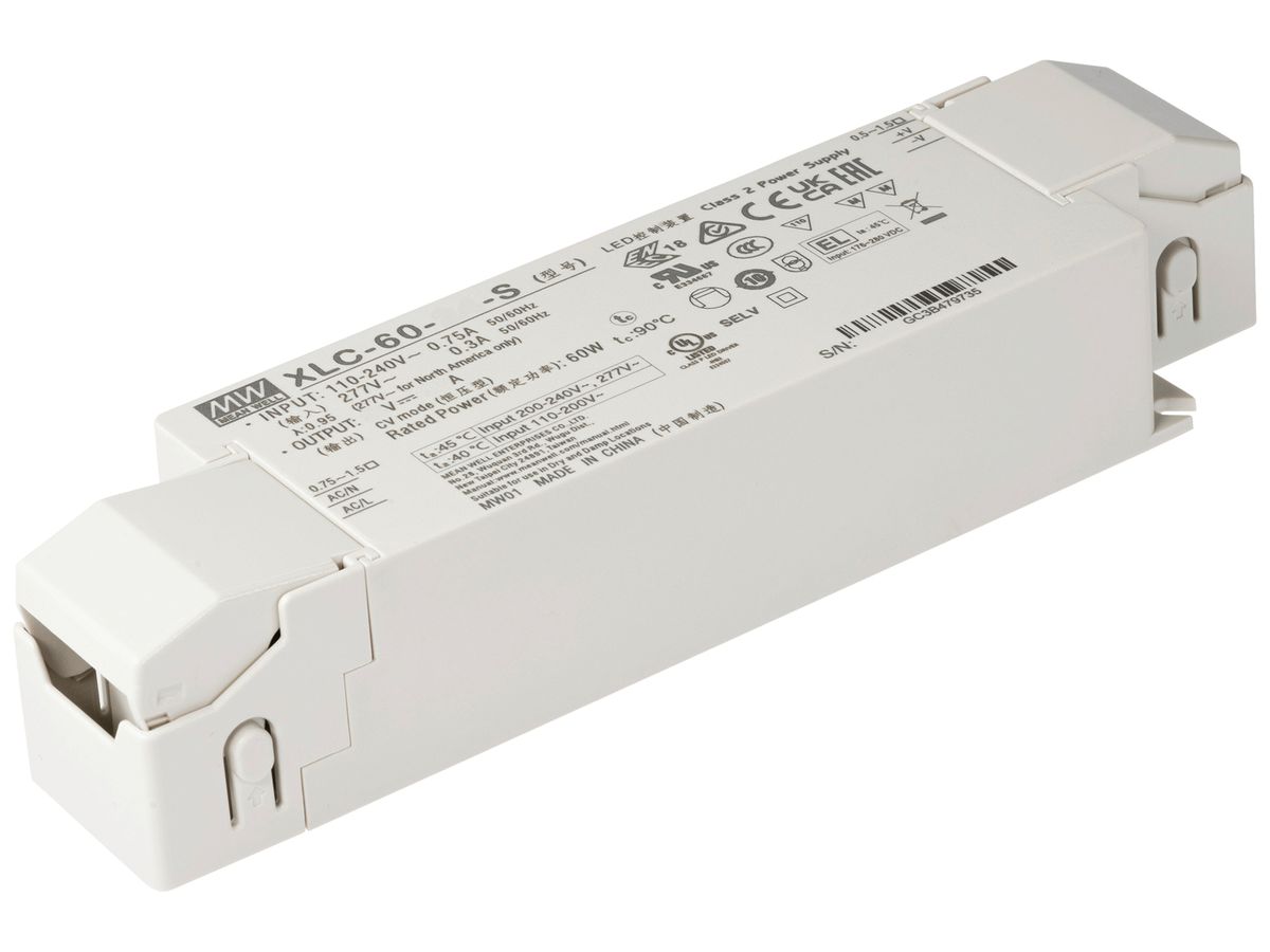 LED-Betriebsgerät MEAN WELL XLC 0…60W 12V 0…5000mA ON/OFF 176×45×32mm