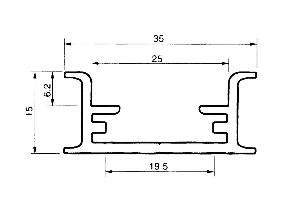Apparateschiene Al 35×15mm L=6m