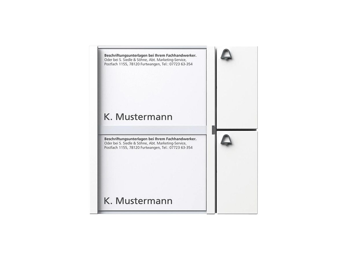 Tasten-Modul Siedle, mit 2 Namensschildern, 2 Ruftasten mit Glockensymbol, ws