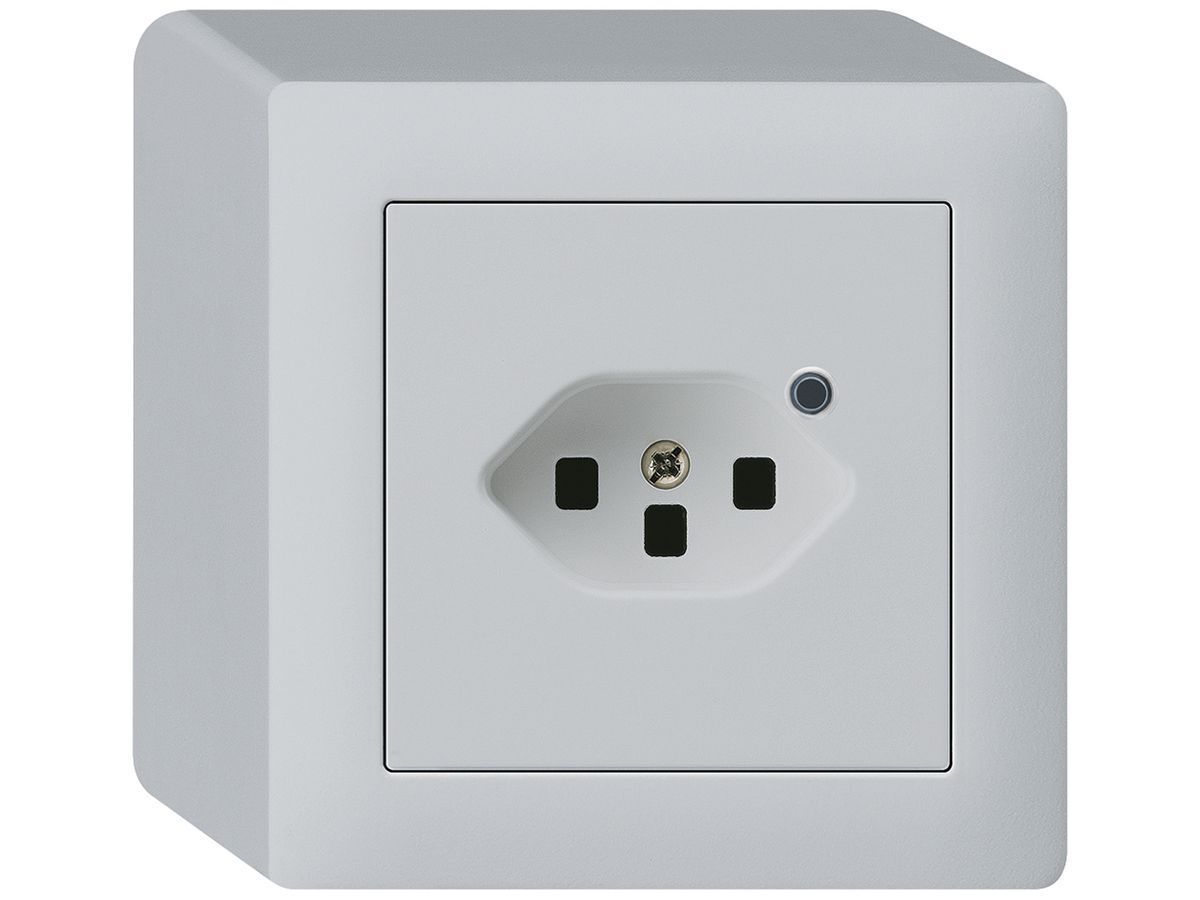 AP-Steckdose Hager kallysto 1×T23 beleuchtet Q lichtgrau