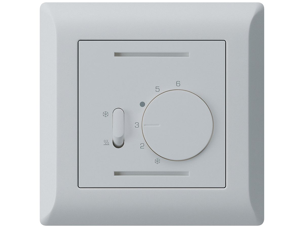 UP-Thermostat Hager kallysto.line, mit Schalter Heizen/Kühlen, hellgrau