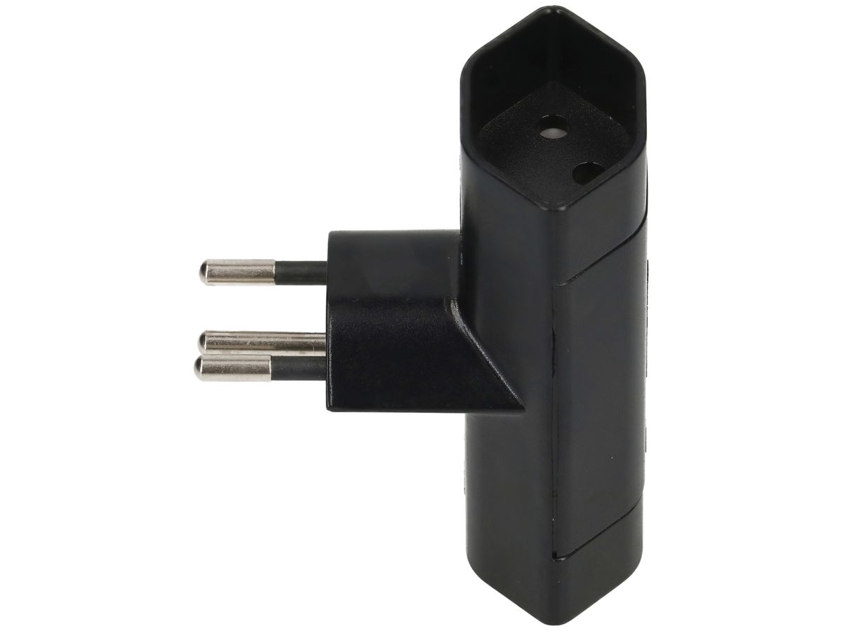 Abzweigstecker Max Hauri 2×T13 10A 250V T-Form schwarz