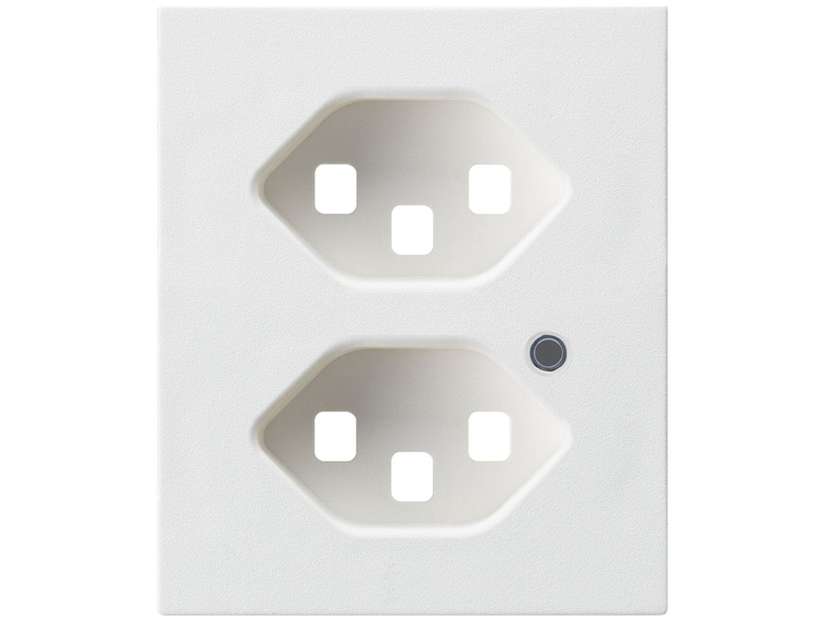Frontplatte zu FLF-Steckdose Hager 2×Typ 23 beleuchtet Z weiss