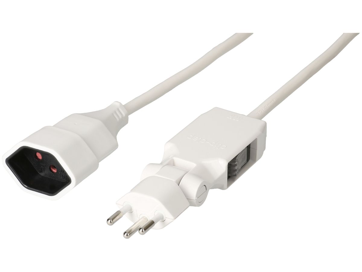 Verlängerungskabel MAX HAURI 5m Stecker Clip-Clap T12 180/130° weiss