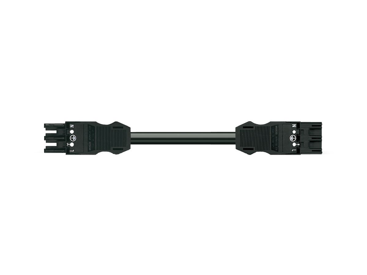 Verbindungsleitung MIDI 3×1.5mm² 16A 250V 5m Cod.A Buchse-Stecker schwarz Cca