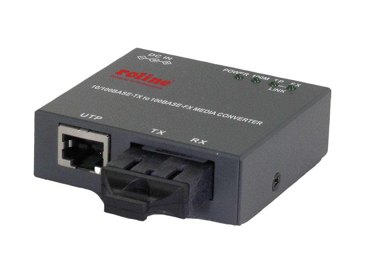 Konverter ROLINE Fast Ethernet 1×RJ45 10/100BASE-TX ↔ 1×SC 100BASE-FX