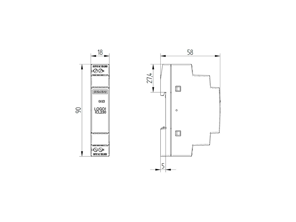 REG-Einschaltstrombegrenzer Siemens LOGO! ICL230, 10A für 60ms