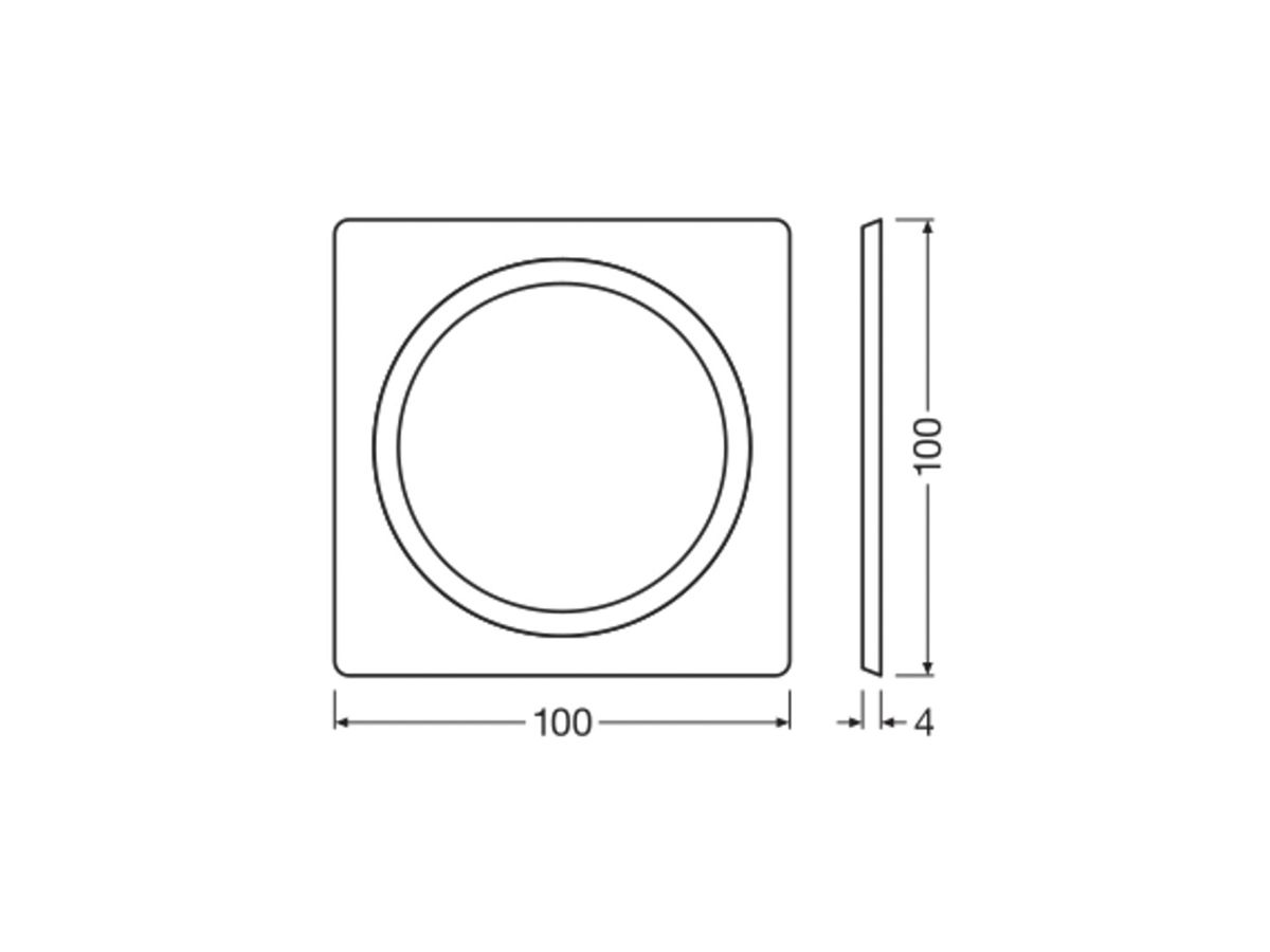 Abdeckplatte LEDVANCE FRAME Stahl 100×100mm 1×Ø68mm weiss