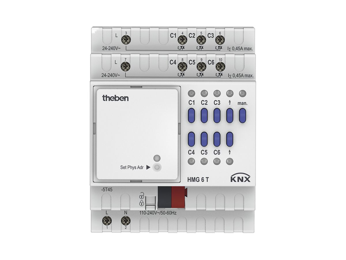 REG-Heizungsaktor Theben HMG KNX 6T, Mix 100…240V