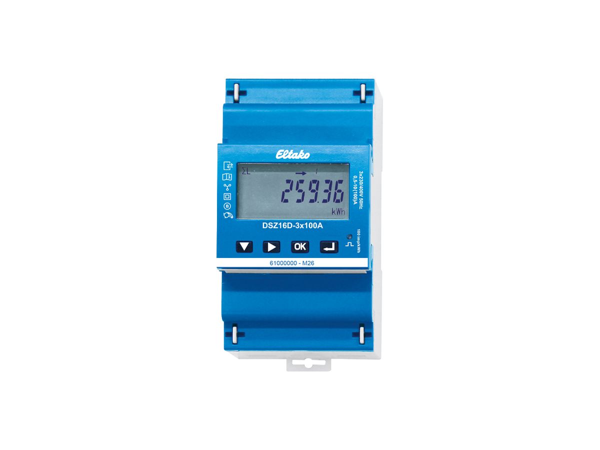 REG-Energiezähler Eltako DSZ16D 3L direkt 10A Multitarif RS-485 3TE S0