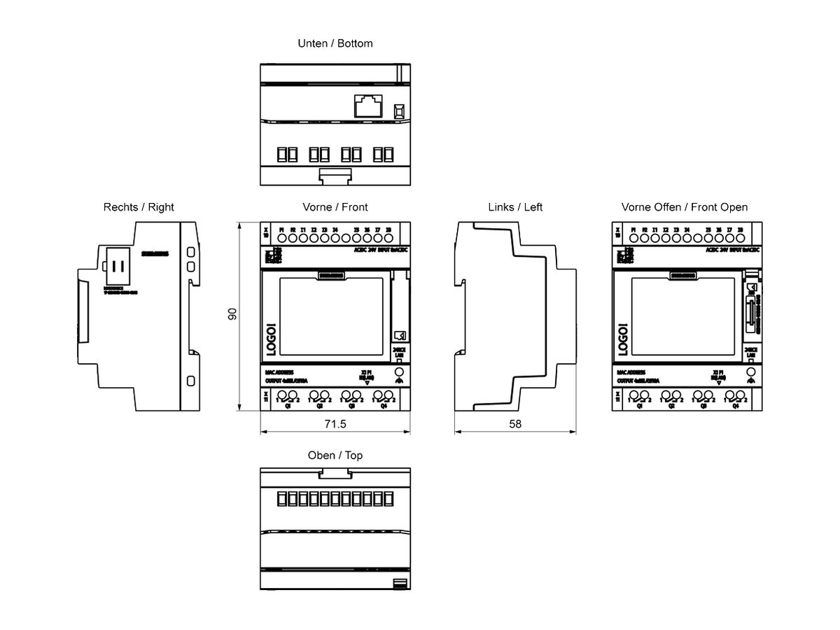 REG-Logikmodul SPS Siemens LOGO! 9 24RCE Display 8DI/4DO