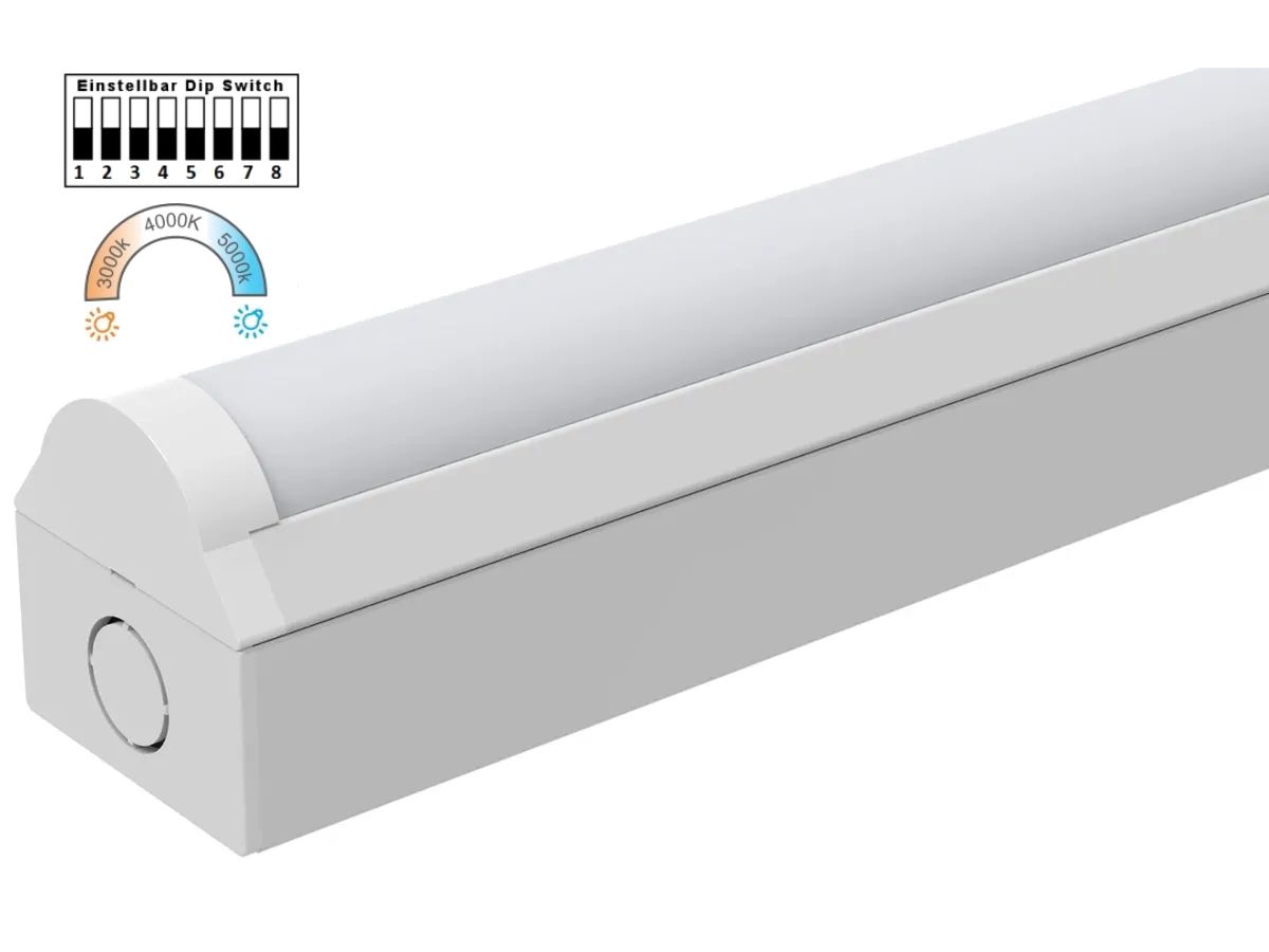 LED-Balkenleuchte 1200mm weiss - IP20,25-40W Einstellbar, 3000/4000/5000K