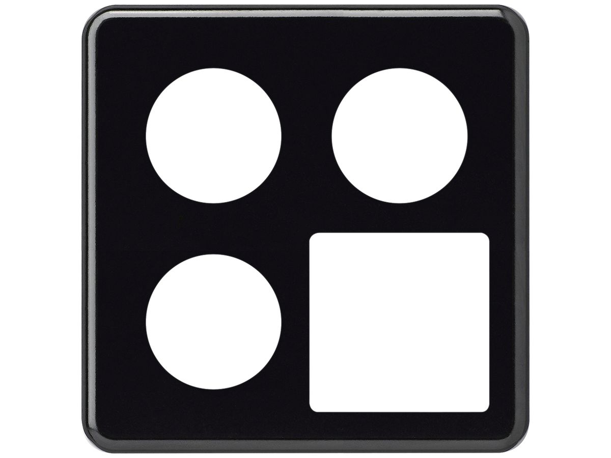UP-Abdeckplatte basico 2×2 3×Ø43mm+Ausschnitt 58×58mm schwarz