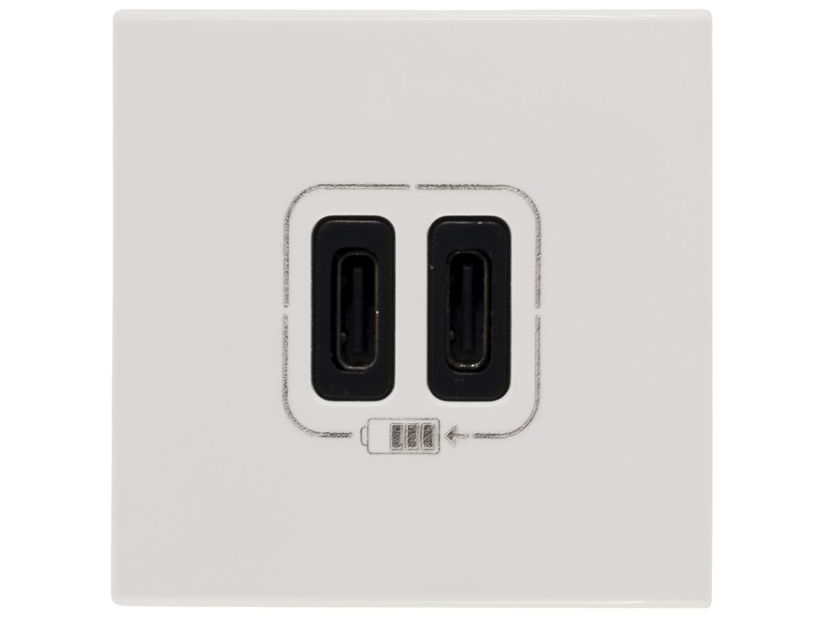 EB-USB-Ladesteckdose MOS 2×Typ-C, 3A 5V=15W, 2 Module, weiss