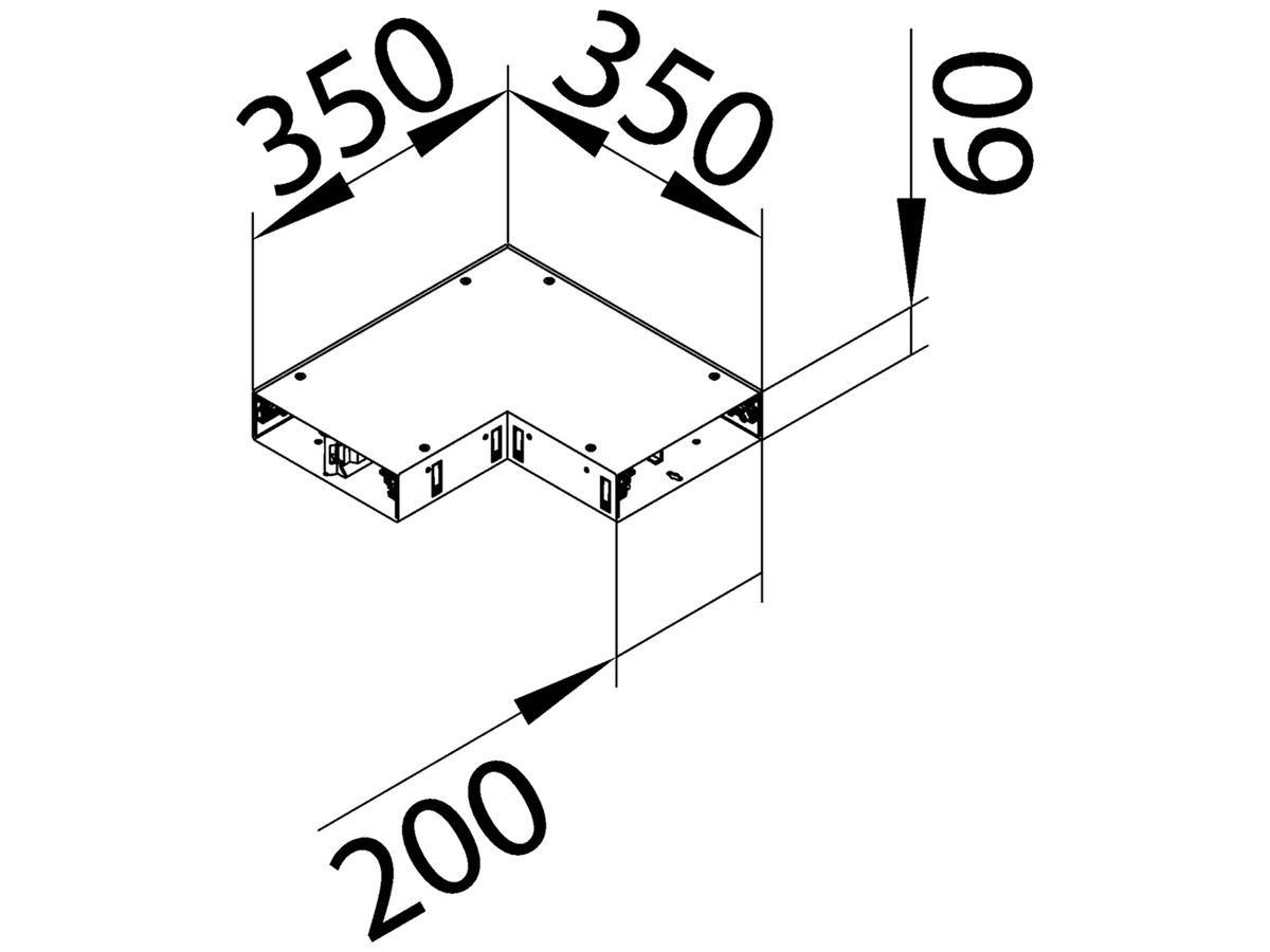 Flachwinkel tehalit BKG Unterteil Innen-/Ausseneck für Bodenkanal 200×350×60mm