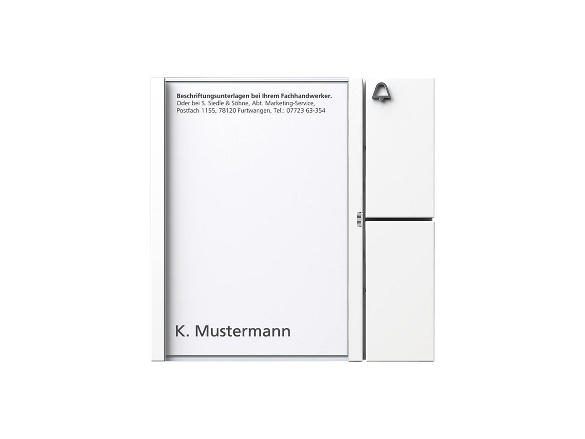 Tasten-Modul Bus Siedle, mit Namenschildtasche und 1 Ruftaste 99×99×27mm, weiss