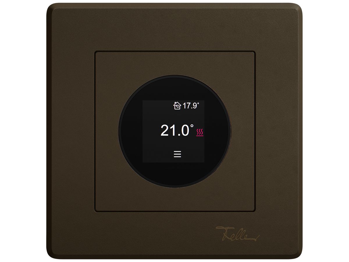 UP-Raumthermostat EDIZIO.liv SNAPFIX® 230VAC 4…30°C 96×96mm umbra