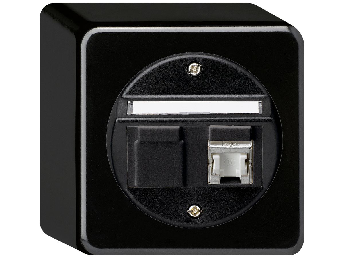 AP-Anschlussdose basico Kat.6 1RJ45/s schwarz