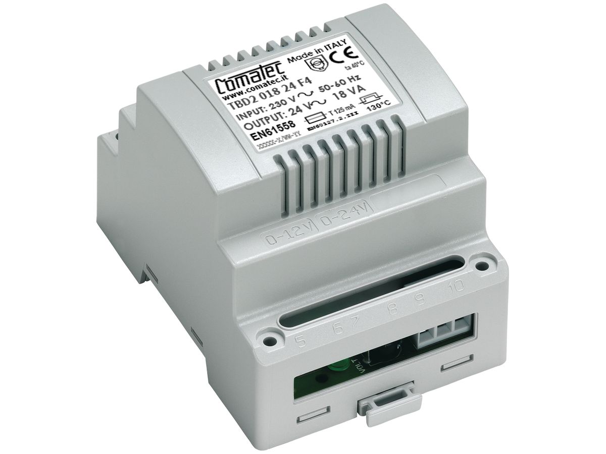 REG-Trenntransformator Comatec TBD2, IN: 230VAC, OUT: 24VAC/18VA, 4TE