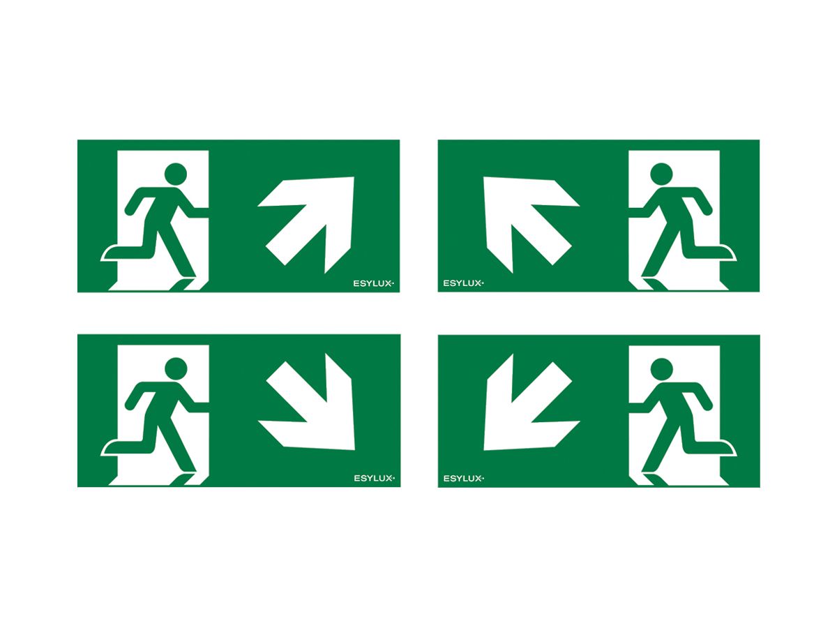Piktogramm-Satz ESYLUX SLE 30m Pfeil OR/OL/UR/UL 300×150mm