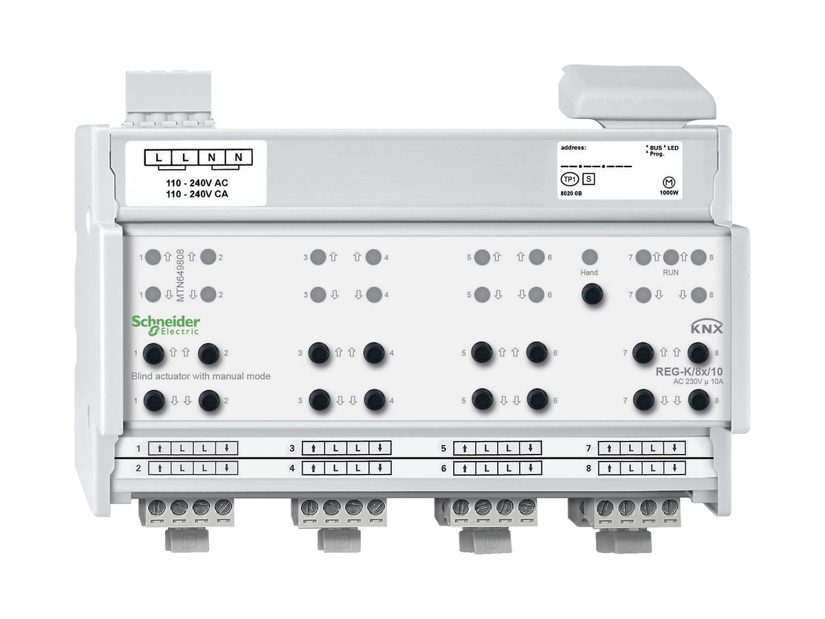 REG-Jalousieaktor KNX Schneider Electric 8×230V, MTN649808