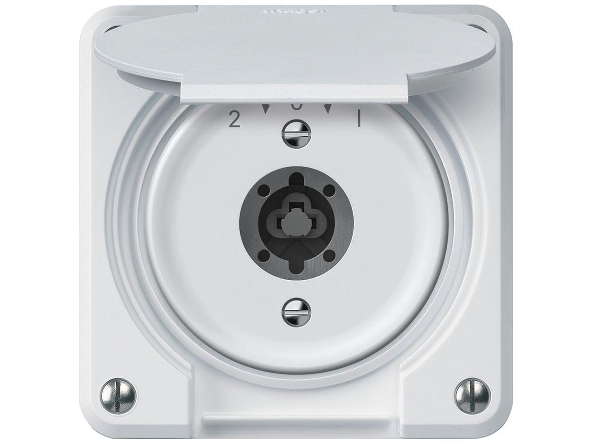 Schlüsselschwenktaster robusto 1P 2NO 2CO 20A 250V 86×86mm weiss