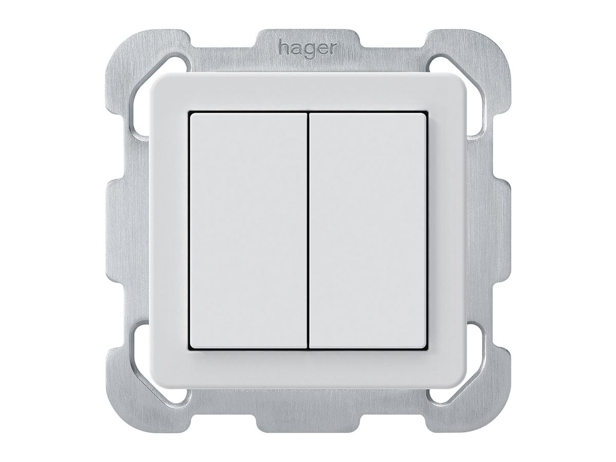 UP-KNX-Taster Hager BA basico B 2-fach 77×77mm weiss