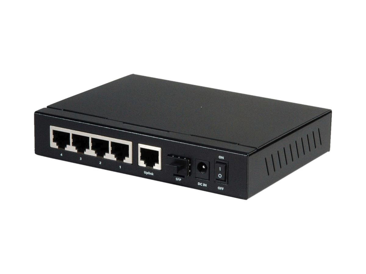 Switch ROLINE PoE+ Gigabit Ethernet, 5-Port + 1-Port Uplink (GbE/SFP)
