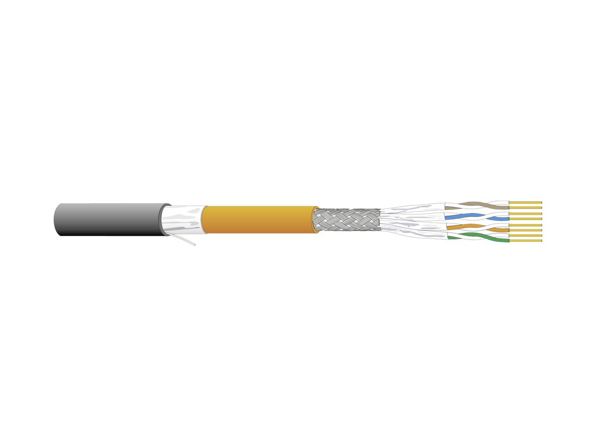 Datenkabel Dätwyler CU 7002 4P GG-PE, Kat.7 S/FTP, Fca, 1000m schwarz