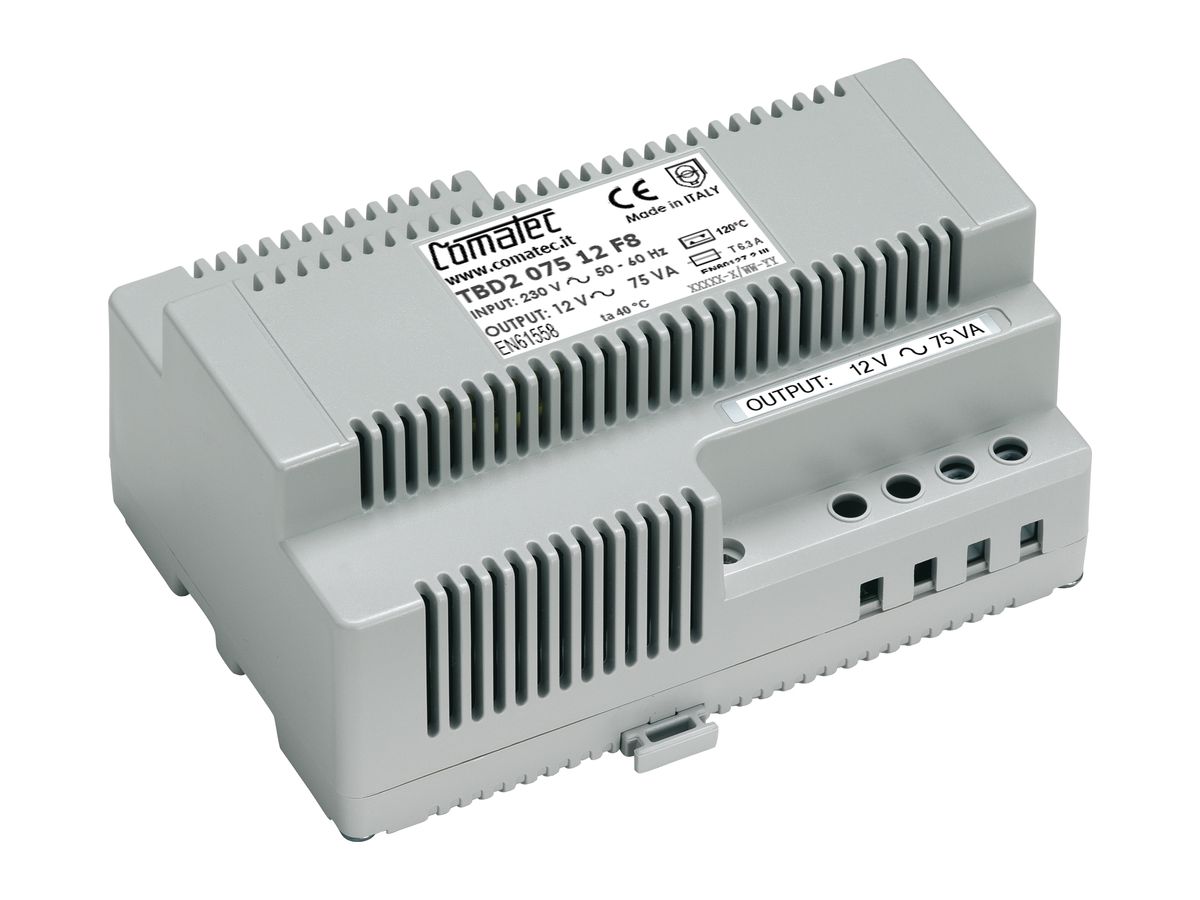 REG-Trenntransformator Comatec TBD2, IN: 230VAC, OUT: 12VAC/75VA, 8TE