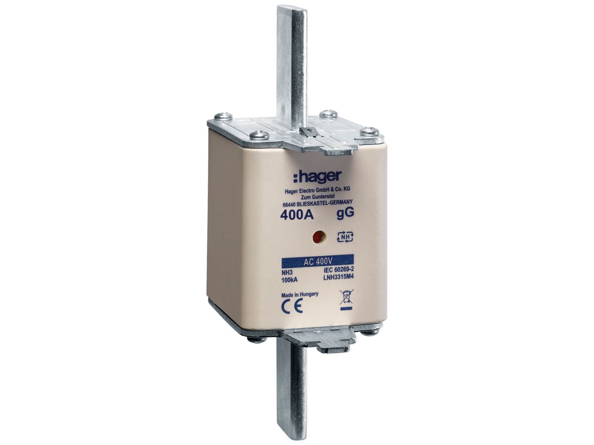 NH-Sicherung Hager DIN3 400VAC 400A gG/gL Doppelkennmelder rostgeschützt