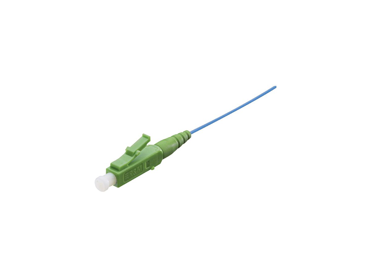 LWL-Pigtail R&M, Stecker LC APC 8° SM grün, Faser 9/125µm G.657 LSZH blau 0.7m