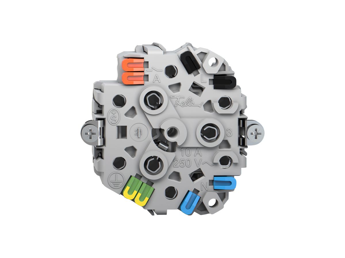 Steckdose Feller 3×T13 1×S 10A 250V 21mm grau IP20