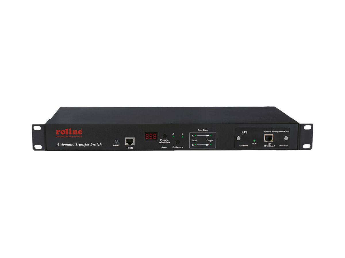 Redundanz-Steckdosenleiste 19" ROLINE ATS 6×C13 2×C19 2×C20 2×RJ45 1HE schwarz