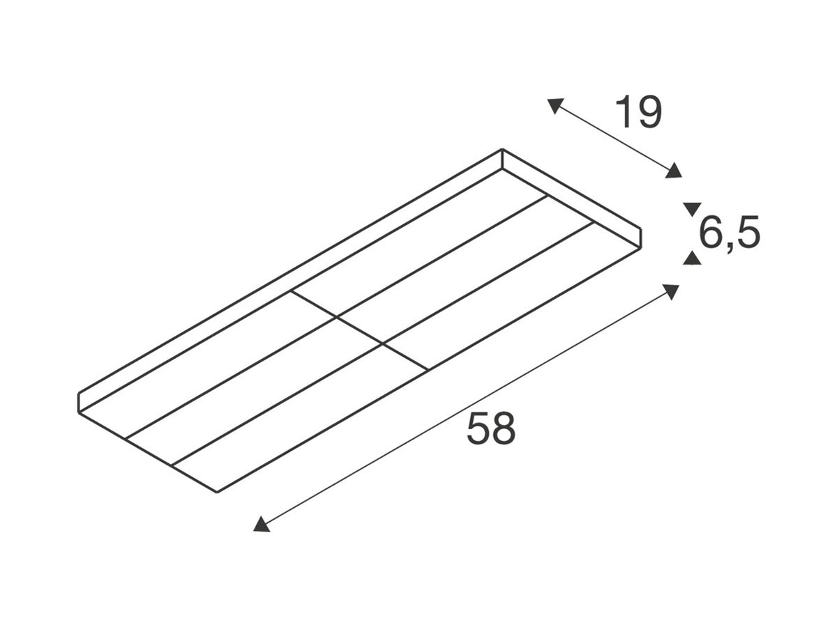 LED-Spot SLV SIGHT PANEL 65W 11600lm 4000K WB DALI AD3PH 580×190×65mm sz