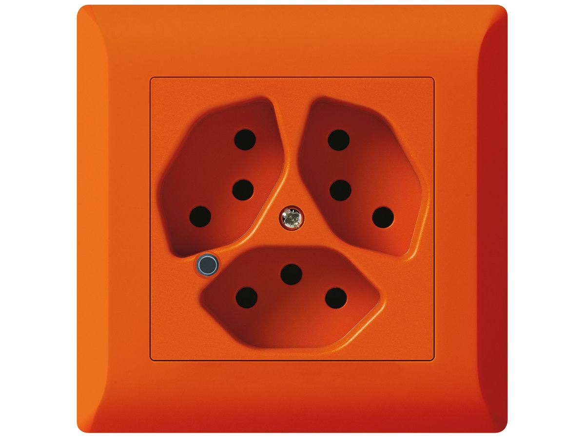 UP-Steckdose Hager kallysto.line 3×T13 beleuchtet C orange