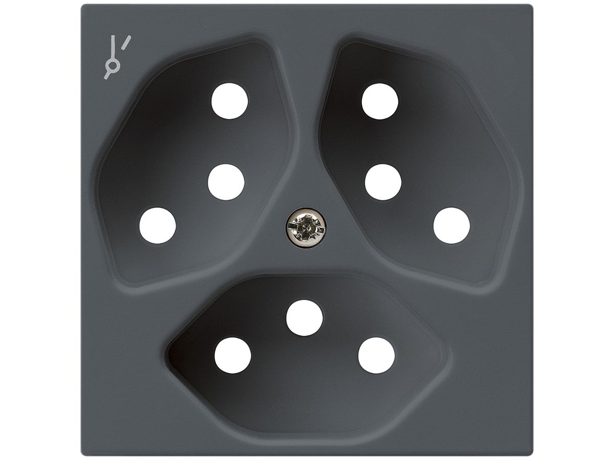 Frontplatte kallysto 3×T13/1 60×60 anthrazit für Steckdose 3×T13/1