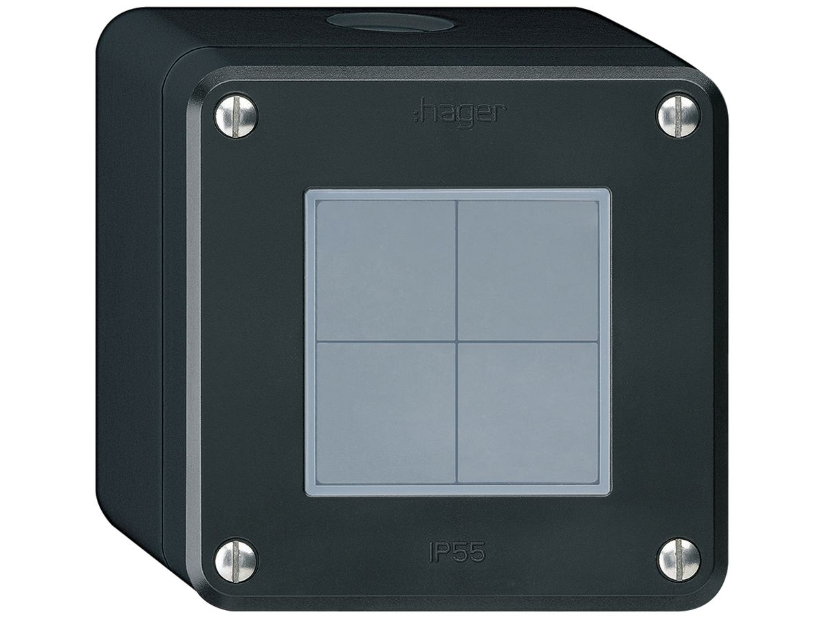 AP-KNX-Taster Hager BA robusto Q 4-fach 86×86mm schwarz