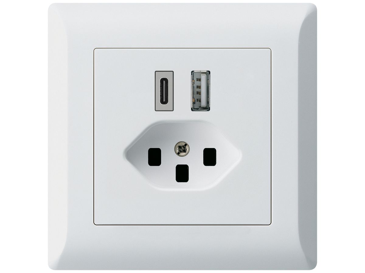 UP-USB-Ladesteckdose kallysto.line 18W PD 1×Typ A 1×Typ C T23 weiss