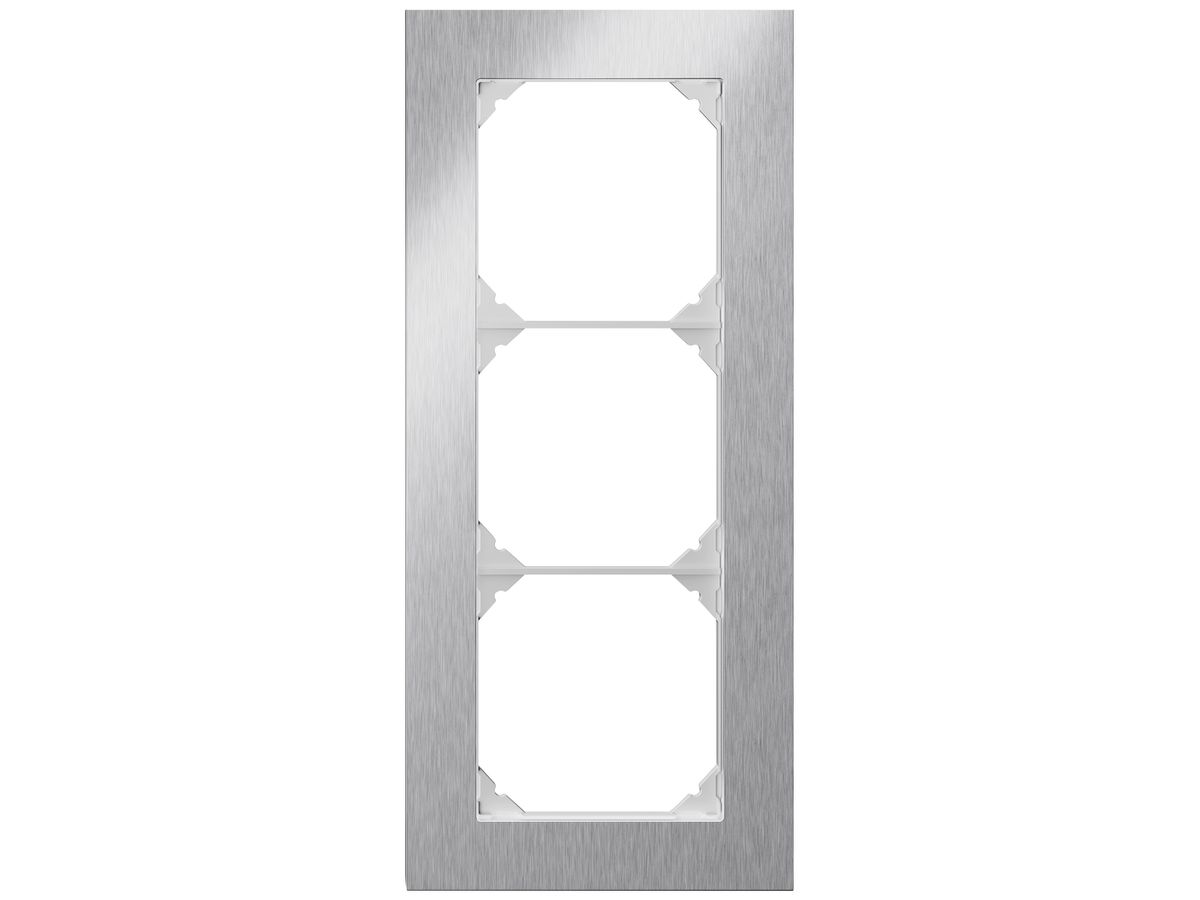 UP-Abdeckrahmen EDIZIO.liv prestige SNAPFIX® 3×1 214×94mm chromstahl geschliffen